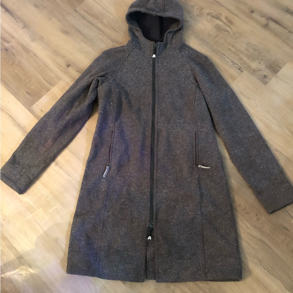 Lululemon Apres Sport Tweed Jacket Long Soft Fleece Hooded Gray Size 8